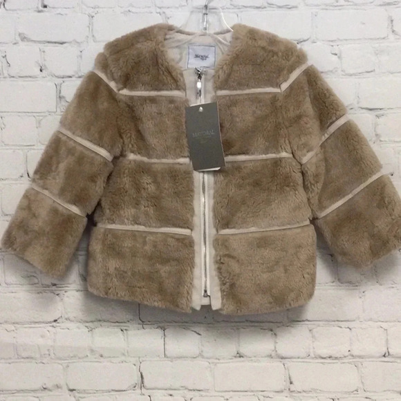 NWT Mayoral Girl 2T Zip Faux Fur Brown Jacket - Picture 1 of 5